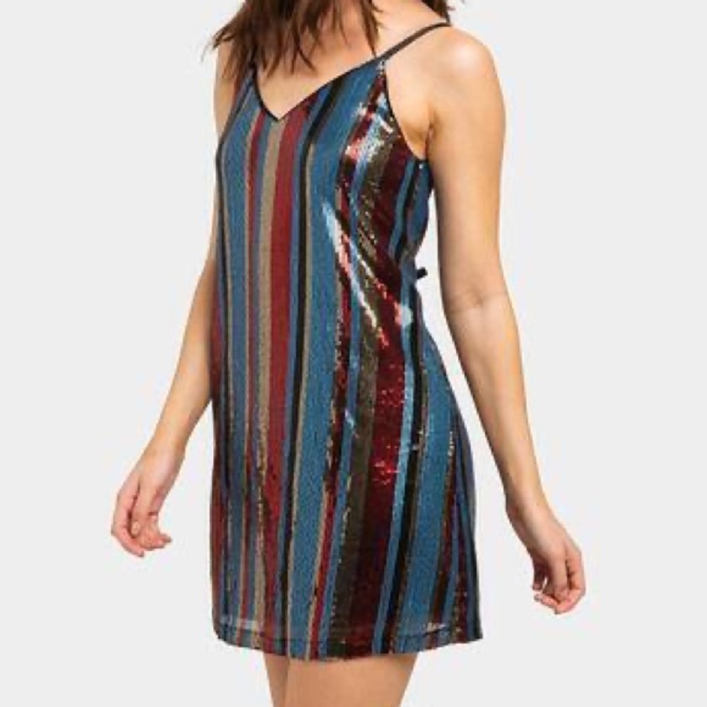 Francesca's NWT 'As U Wish' Narcissa Stripe Sequin Dress Medium